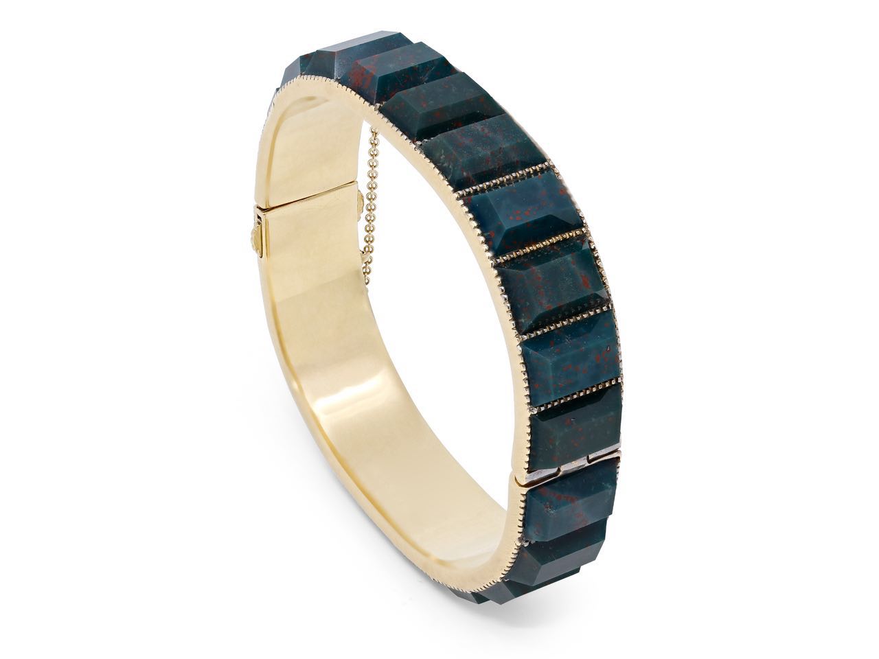 Bloodstone Bangle Bracelet in 18K Gold, by Sylva & Cie