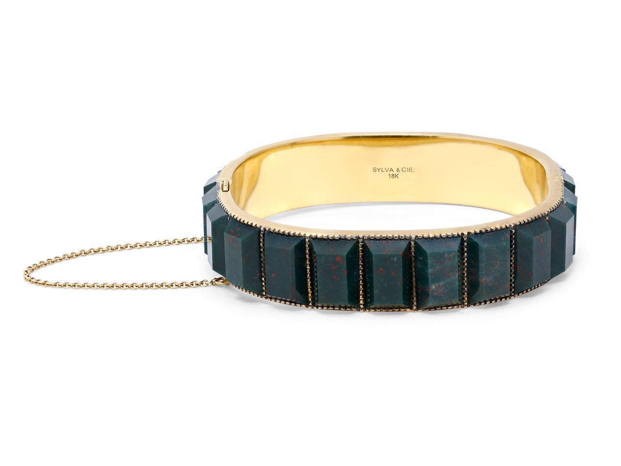 Bloodstone Bangle Bracelet in 18K Gold, by Sylva & Cie