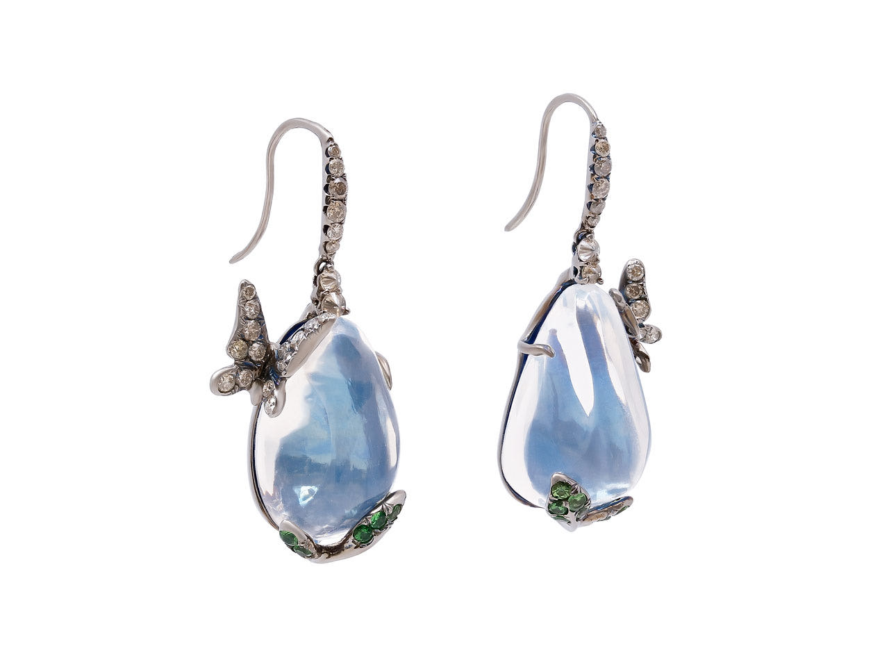 Arunashi Water Opal Earrings in Titanium and 18K White Gold