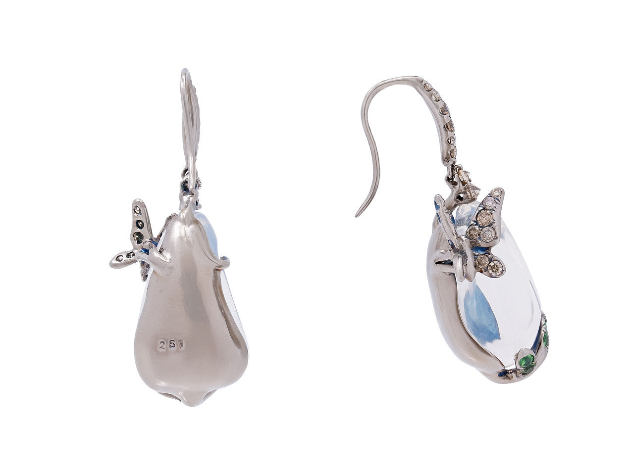 Arunashi Water Opal Earrings in Titanium and 18K White Gold