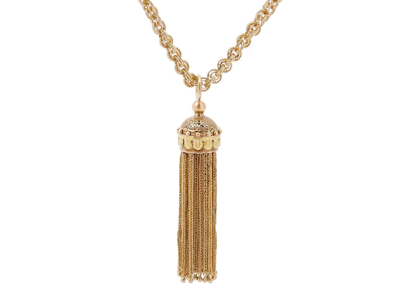 Antique Victorian Tassel Necklace in 14K Gold