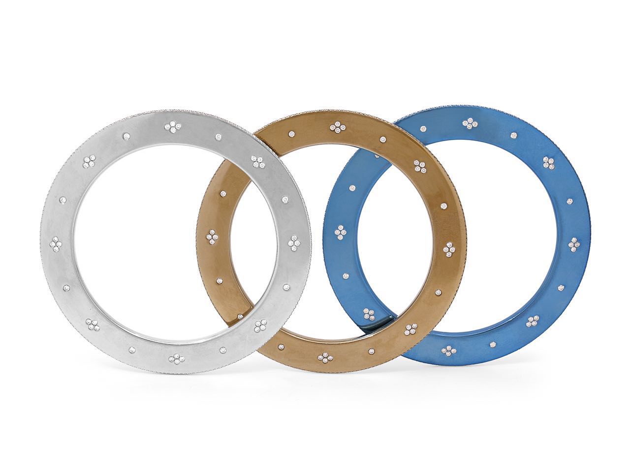 Set of Three Titanium and Diamond Bangles, by La Reina