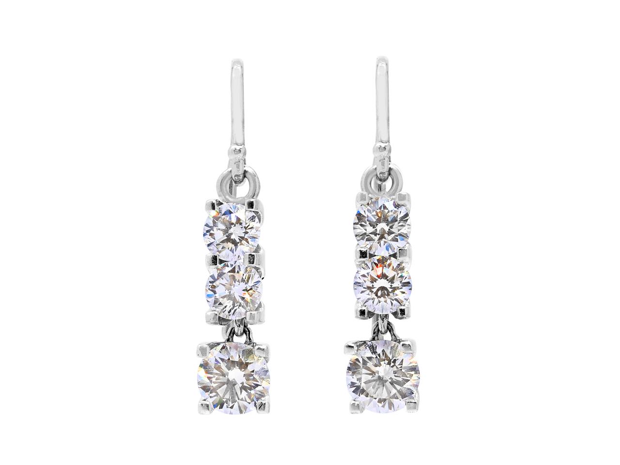 Diamond Line Earrings in 18K White Gold