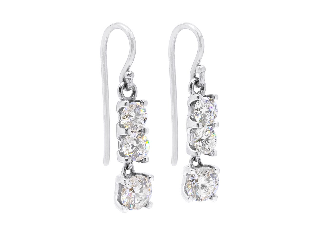 Diamond Line Earrings in 18K White Gold