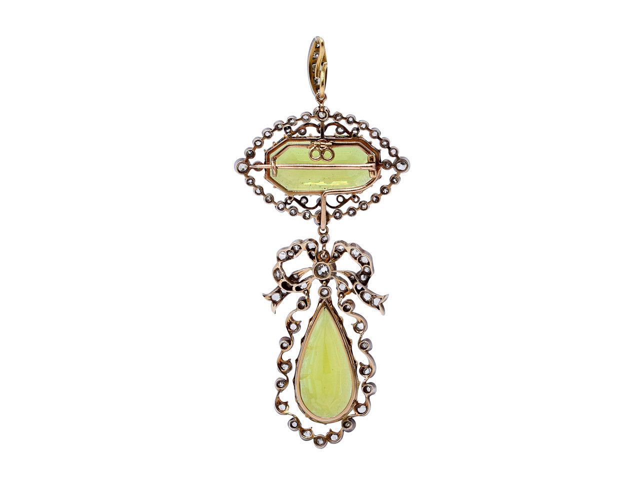 Antique Edwardian Diamond and Peridot Pendant in 14K Gold