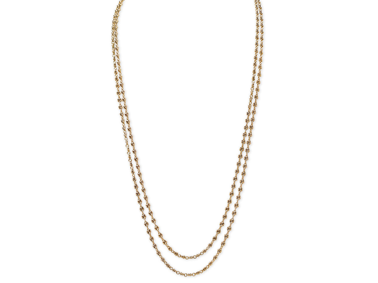 Antique Victorian Long Gold Chain, 57.5 Inches, in 14K