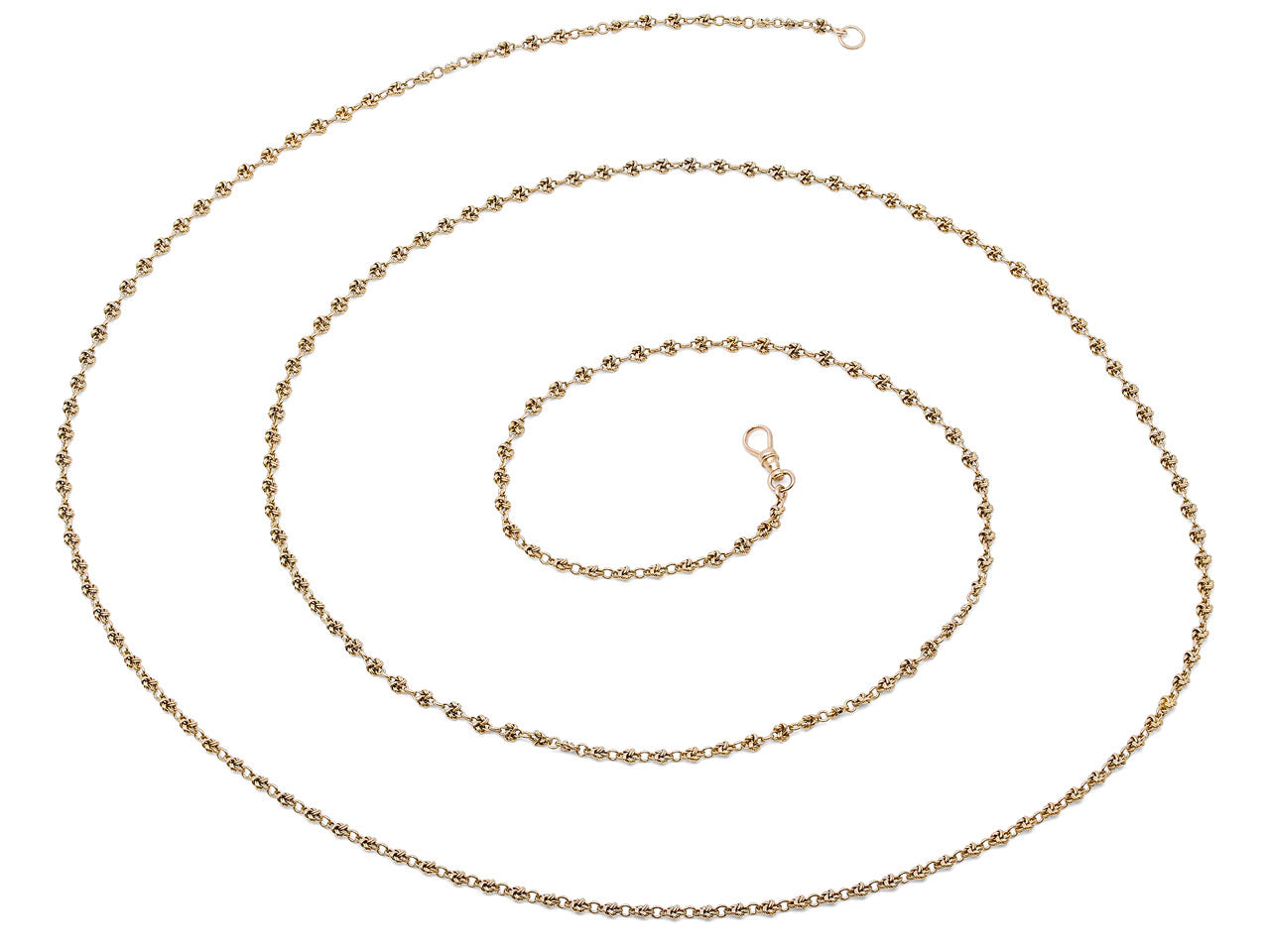 Antique Victorian Long Gold Chain, 57.5 Inches, in 14K