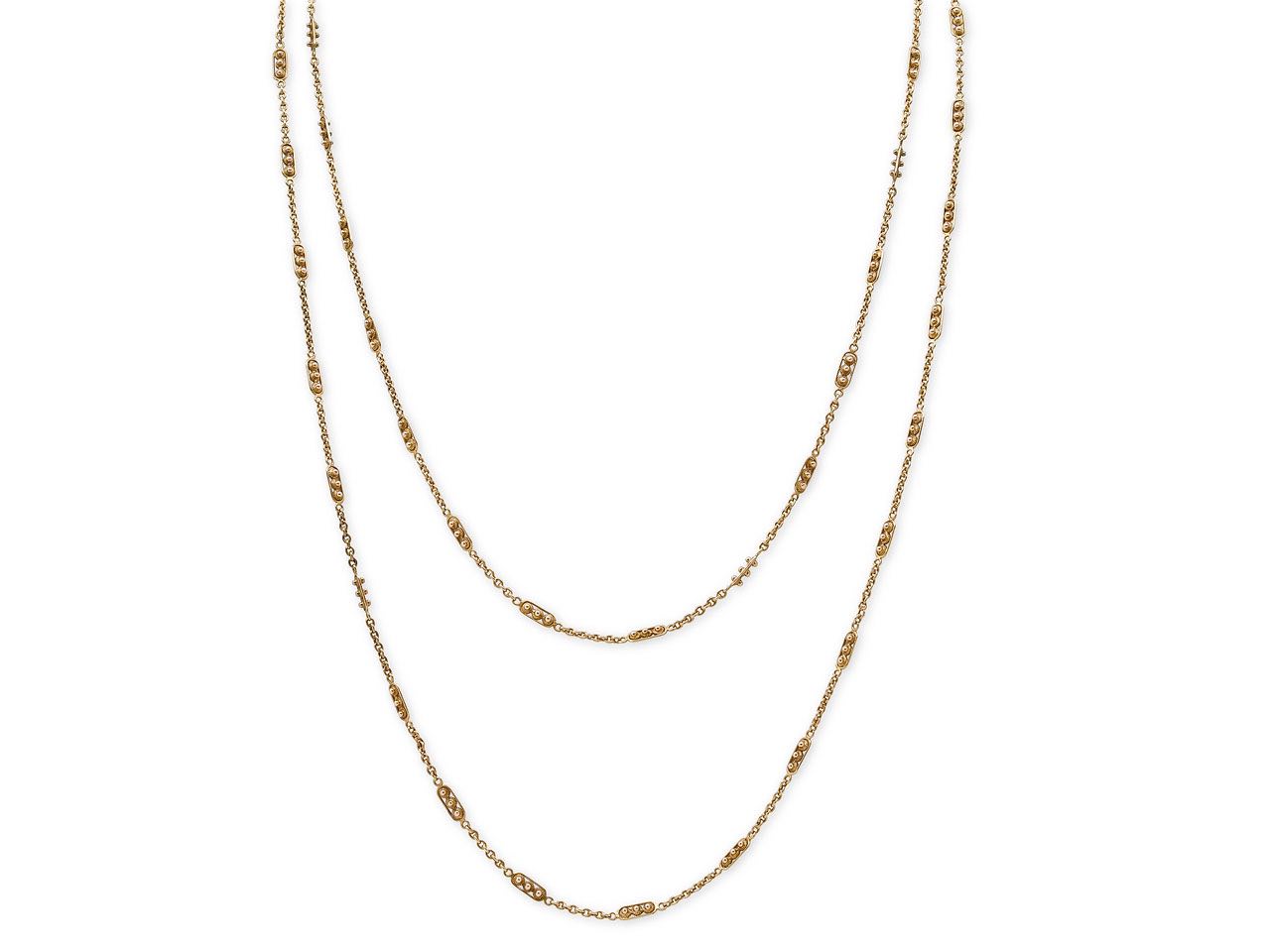 Antique Victorian Long Gold Chain, 55 Inches, in 14K Gold