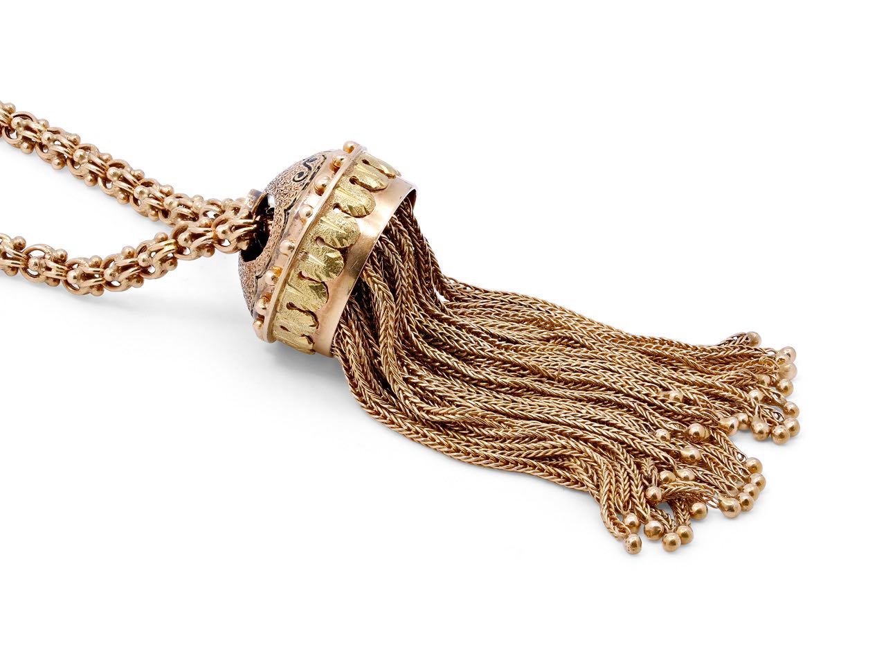 Antique Victorian Tassel Necklace, 60 Inches, in 15K Gold