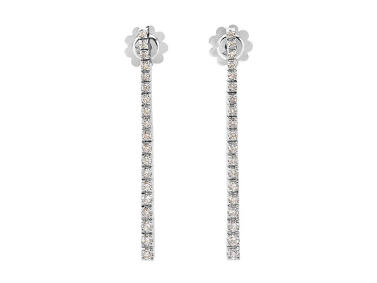 Diamond Line Earrings in 18K White Gold