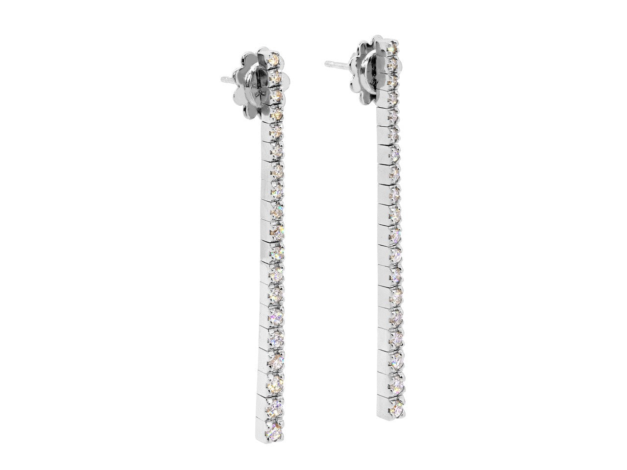 Diamond Line Earrings in 18K White Gold