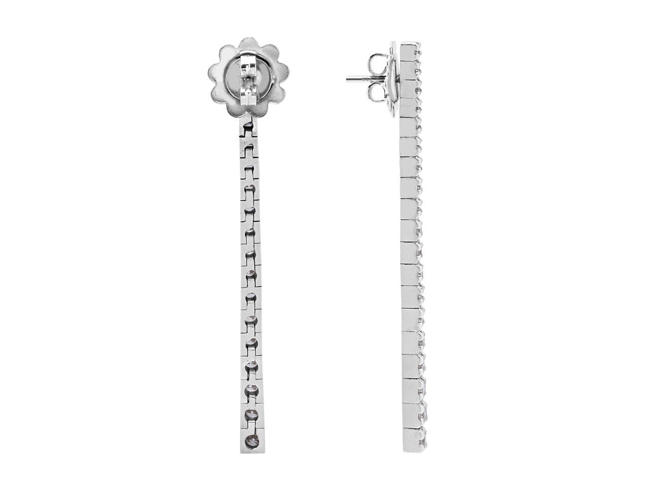 Diamond Line Earrings in 18K White Gold