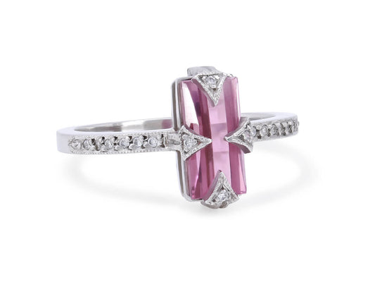 Cathy Waterman Pink Tourmaline and Diamond Ring in Platinum