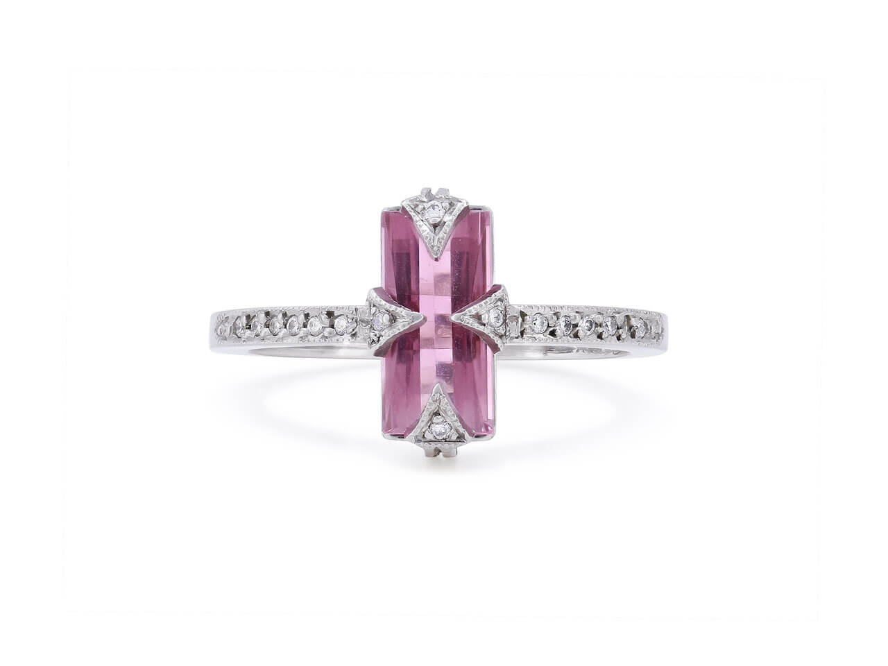 Cathy Waterman Pink Tourmaline and Diamond Ring in Platinum