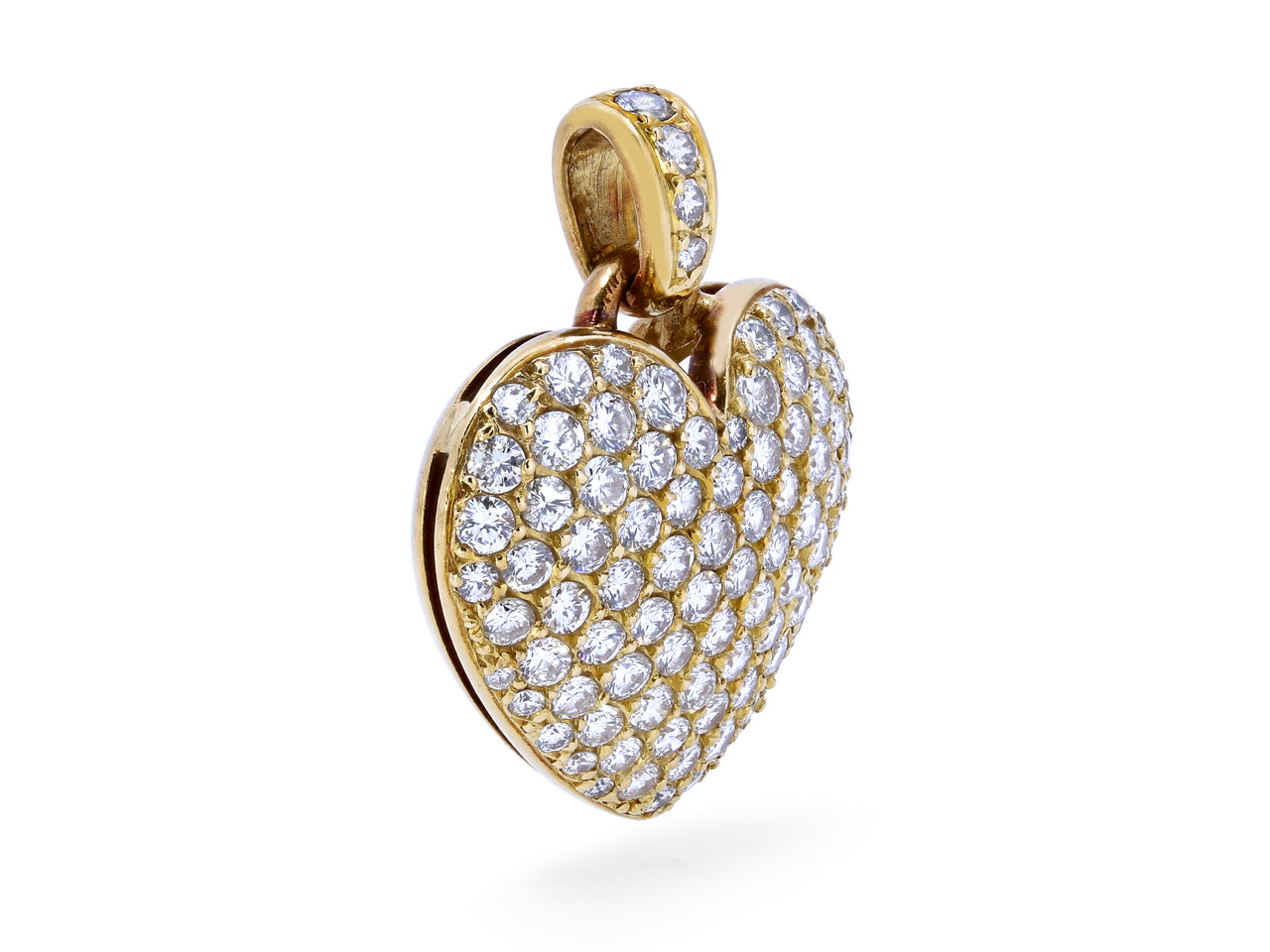 Pavé Diamond Heart Pendant in 18K Gold