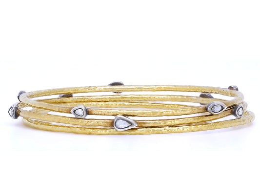 Set of Three Ara Bangle Bracelets in High Karat Gold and Silver