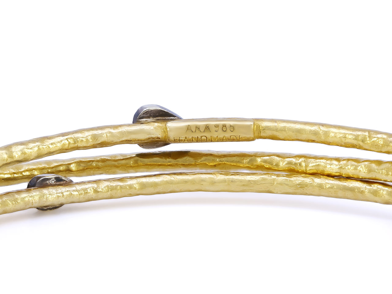 Set of Three Ara Bangle Bracelets in High Karat Gold and Silver