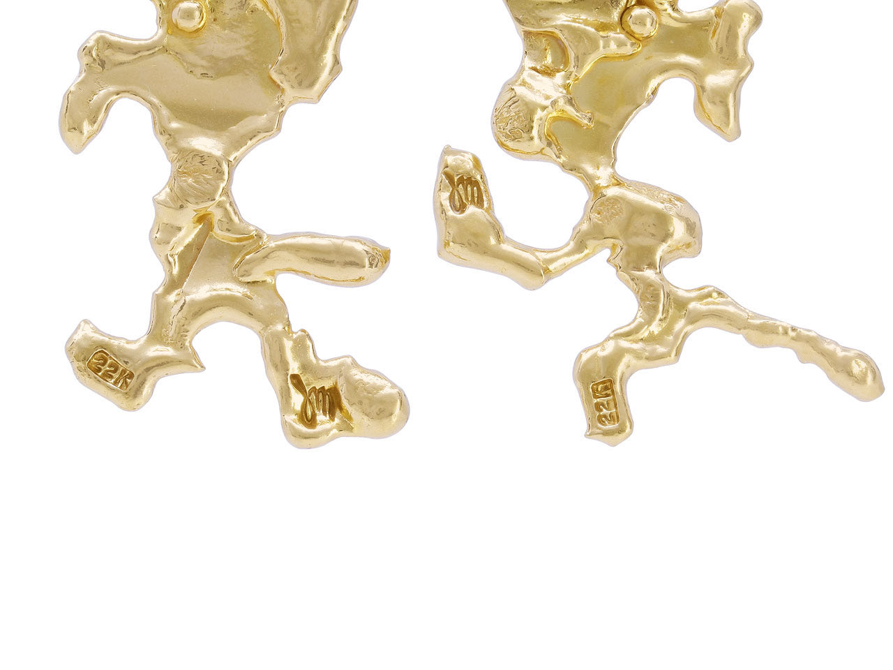 Jean Mahie 'Charming Monsters' Earrings in 22K Gold