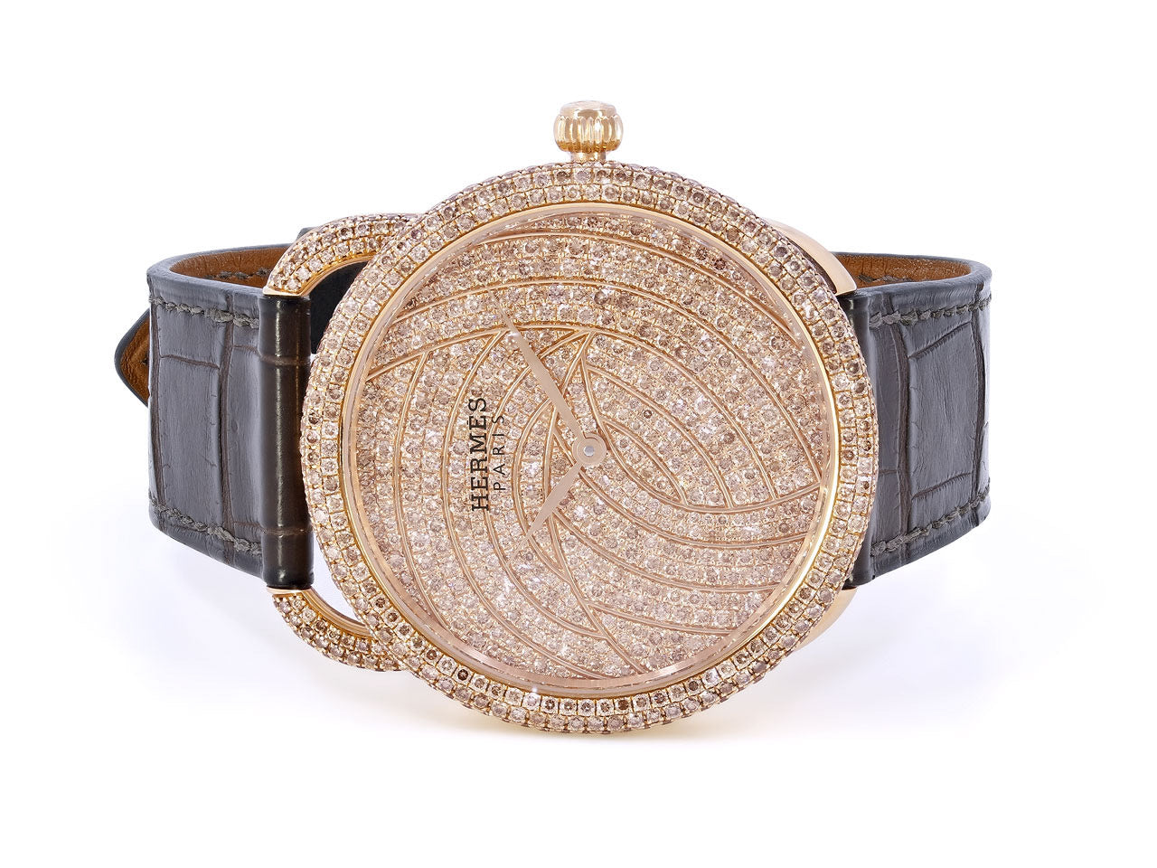 Hermes Arceau Diamond Watch in 18K Rose Gold 41mm 515307 Beladora