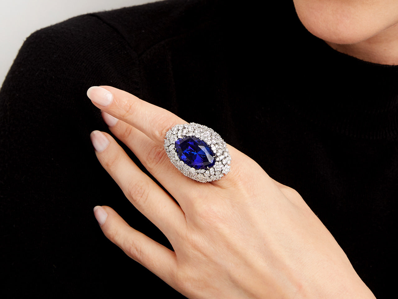 Roberto Coin 22.81 carat Tanzanite and Diamond Ring in 18K White Gold