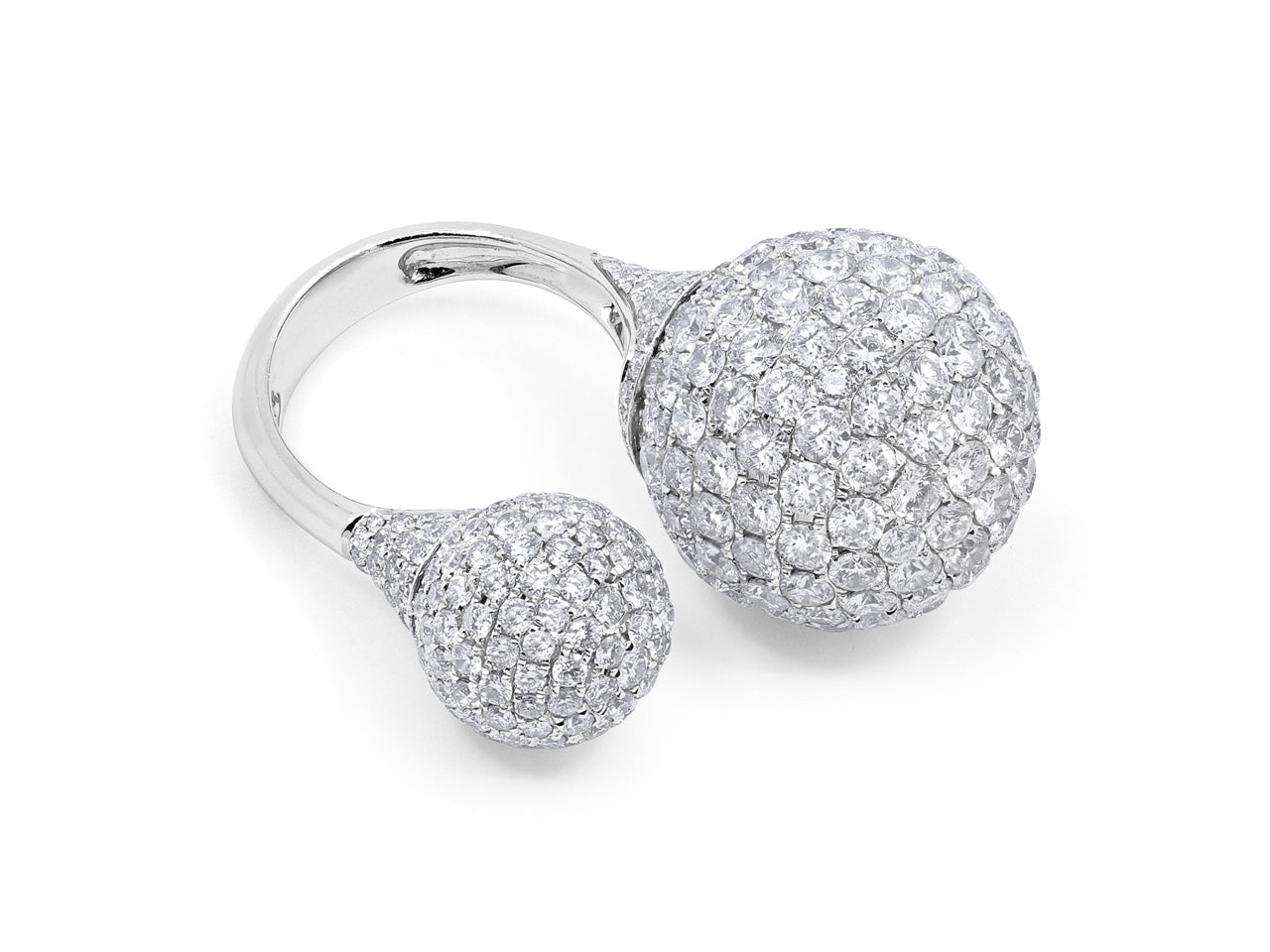 Double Diamond Ball Ring in 18K White Gold