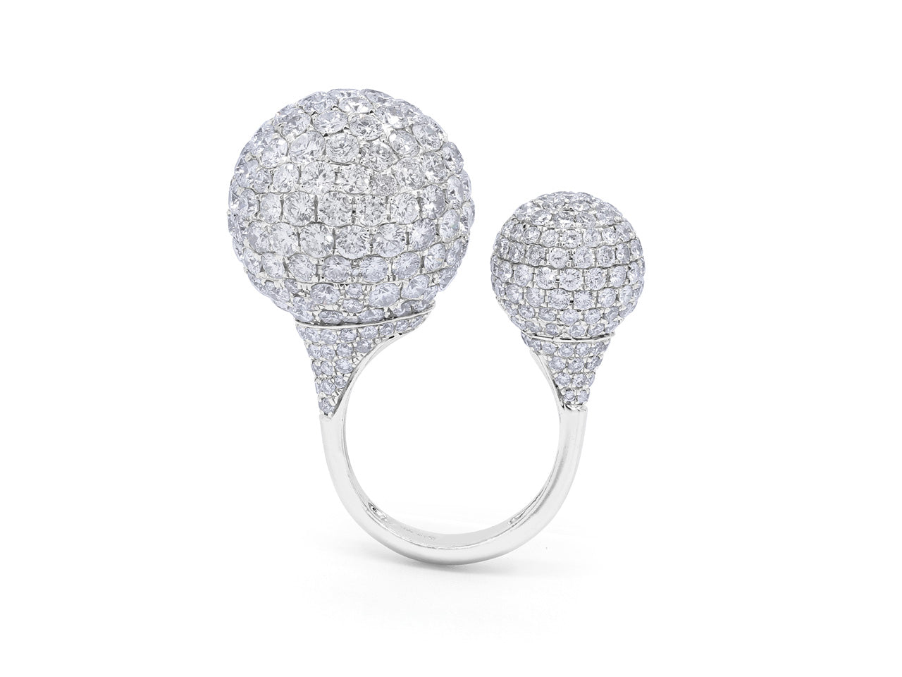 Double Diamond Ball Ring in 18K White Gold