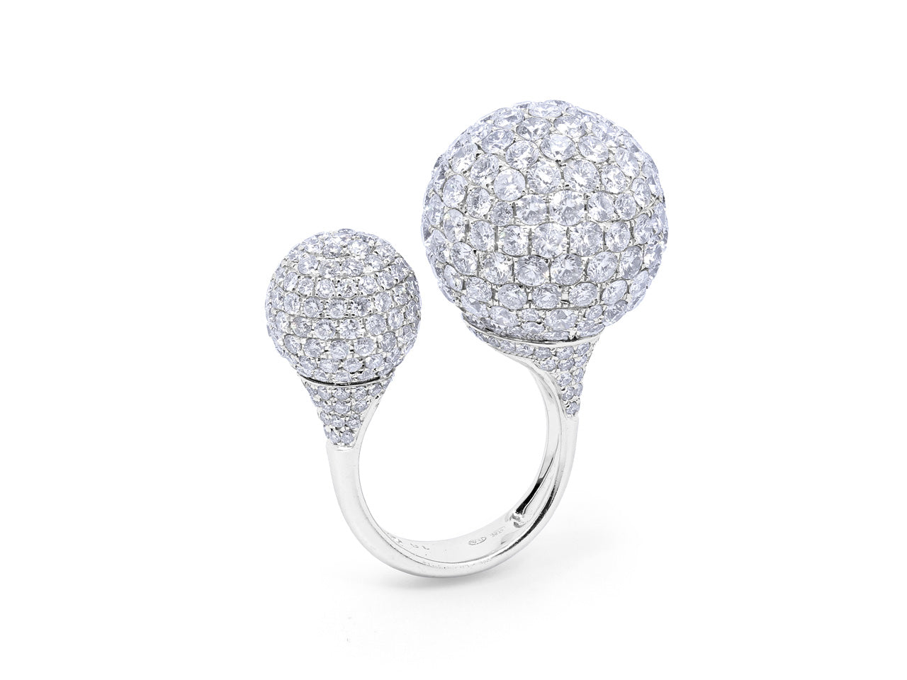 Double Diamond Ball Ring in 18K White Gold