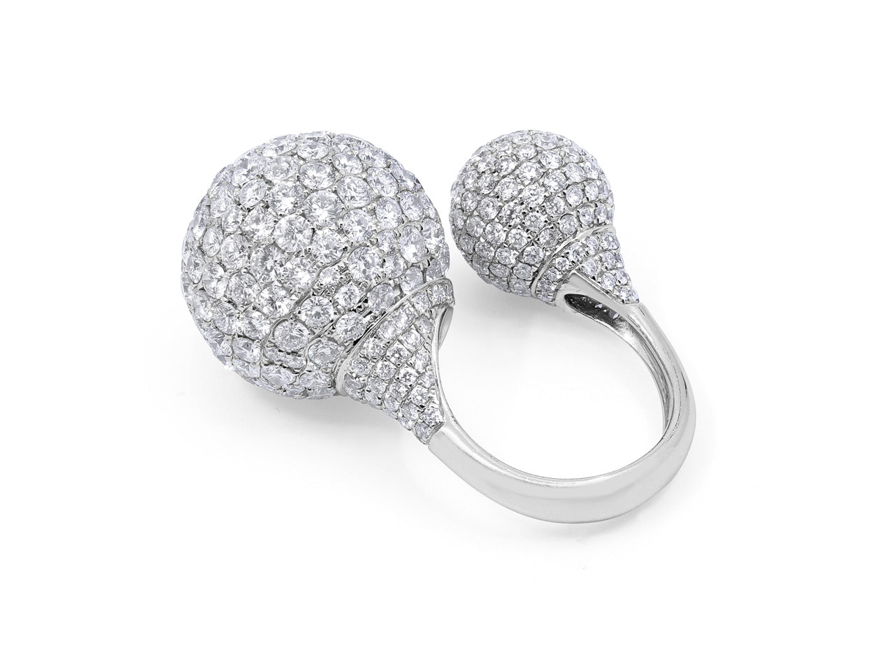 Double Diamond Ball Ring in 18K White Gold