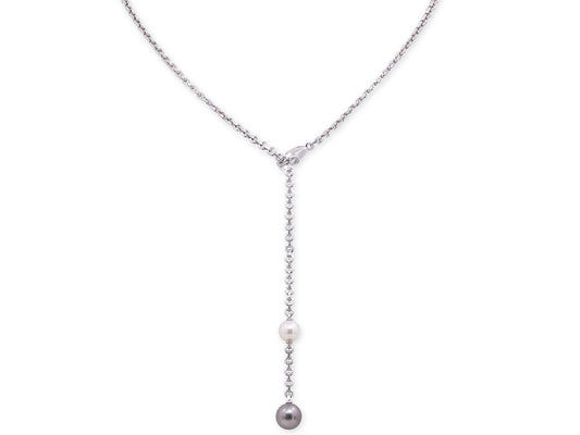 Cartier Akoya and Tahitian Pearl Lariat Necklace in 18K White Gold