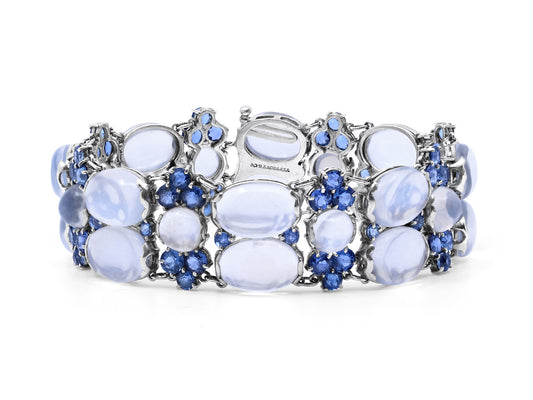 Tiffany & Co. Moonstone and Montana Sapphire Bracelet in Platinum, by Louis Comfort Tiffany