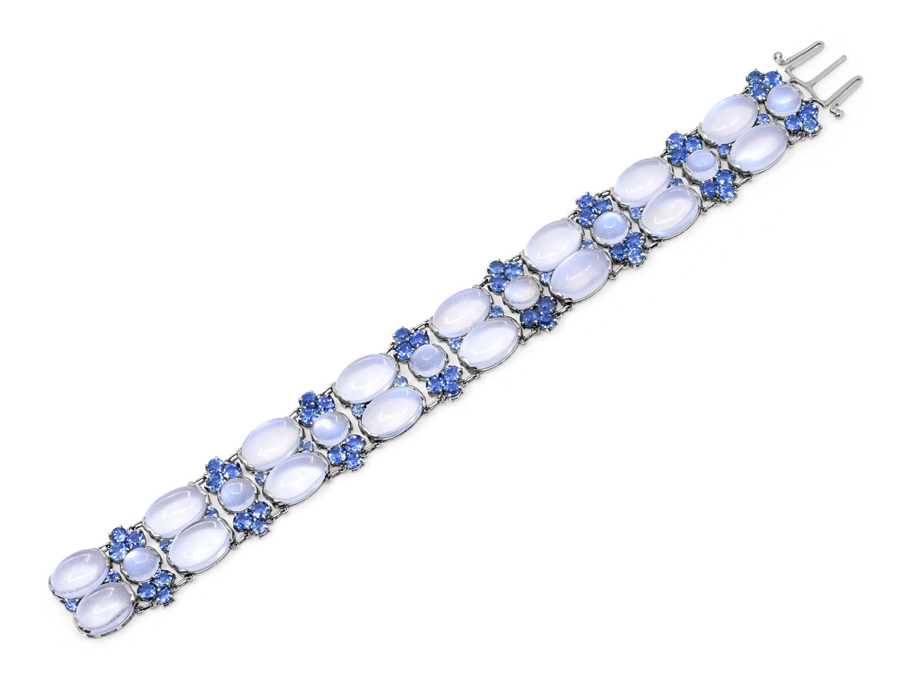 Antique Tiffany & Co. Moonstone and Montana Sapphire Bracelet in Platinum, by Louis Comfort Tiffany