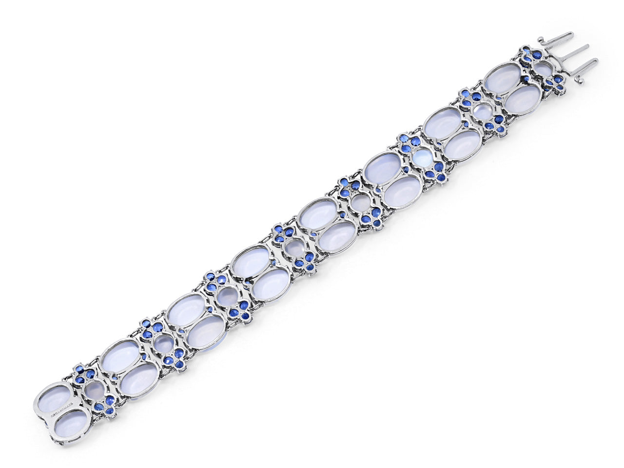 Antique Tiffany & Co. Moonstone and Montana Sapphire Bracelet in Platinum, by Louis Comfort Tiffany