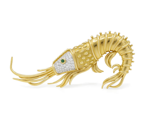 Tiffany & Co. Diamond Shrimp Brooch in 18K Gold