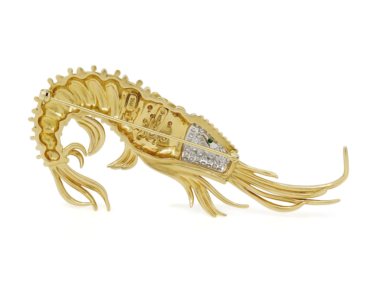 Golden brooch with fine gold, shrimp pattern on sale