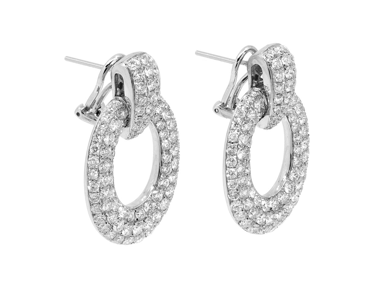 Diamond Door Knocker Earrings in 18K White Gold