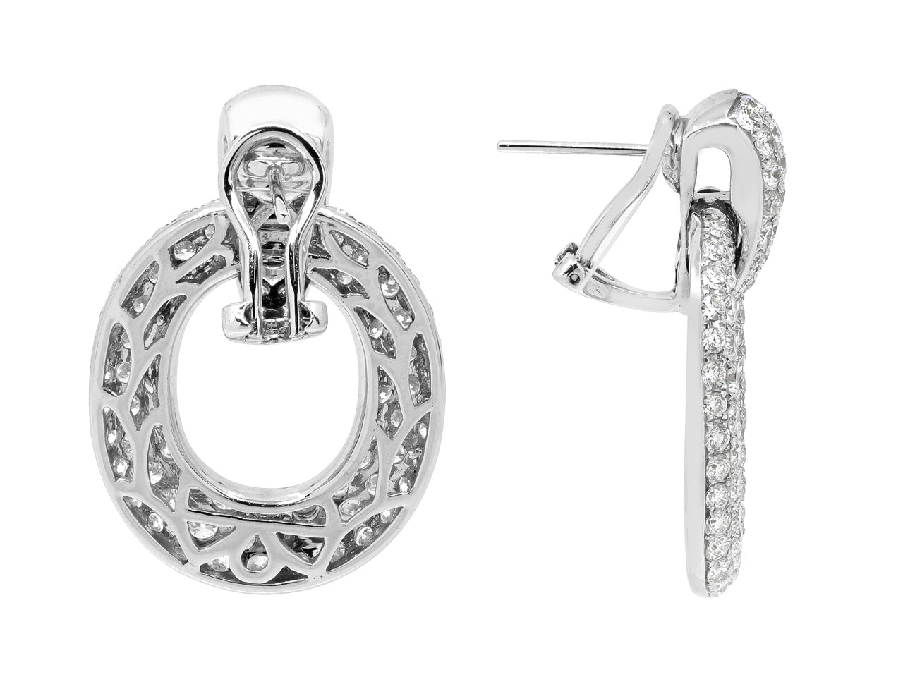 Diamond Door Knocker Earrings in 18K White Gold