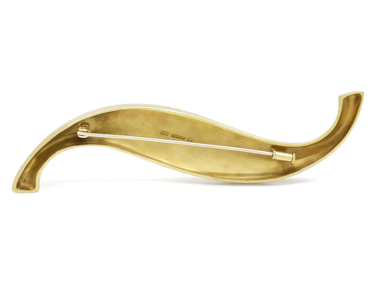 De Vroomen Enamel Swirl Brooch in 18K Gold