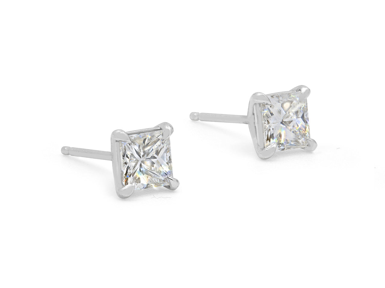 Beladora 'Bespoke' Princess-cut Diamond Stud Earrings, 1.08 total carats, E/VVS2, in Platinum