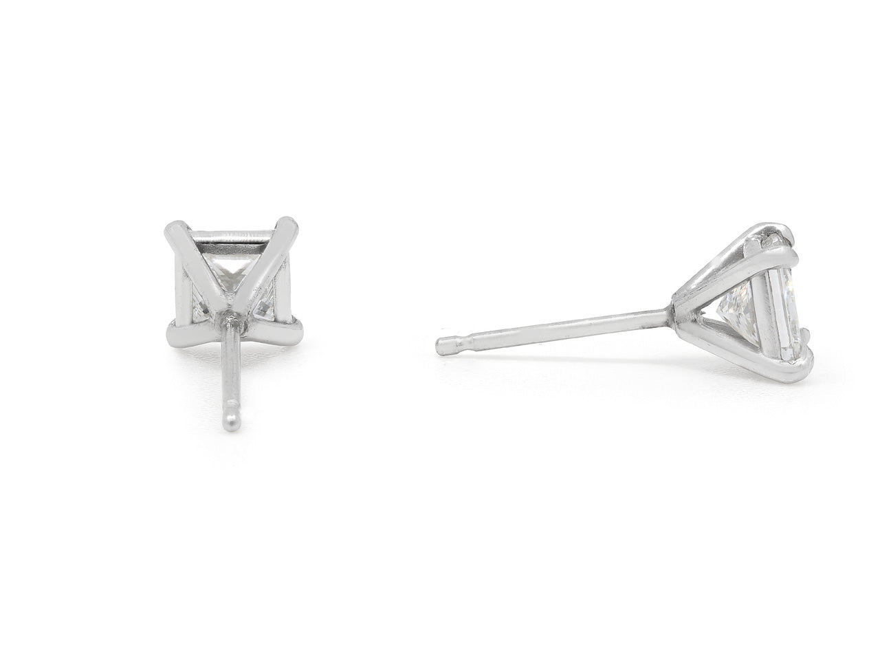 Beladora 'Bespoke' Princess-cut Diamond Stud Earrings, 1.08 total carats, E/VVS2, in Platinum