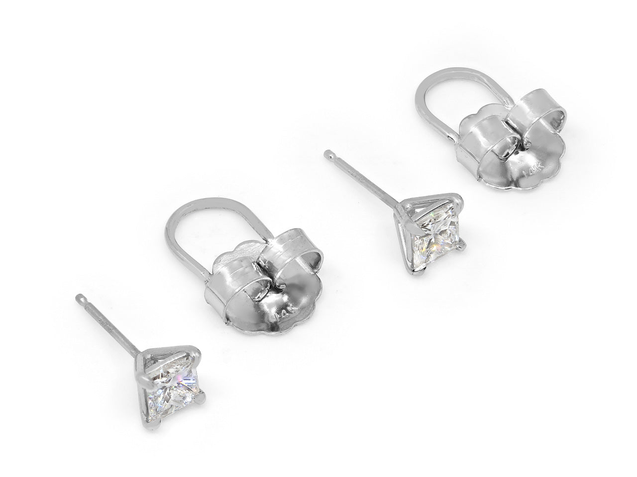 Beladora 'Bespoke' Princess-cut Diamond Stud Earrings, 1.08 total carats, E/VVS2, in Platinum