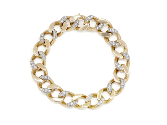 Curb Link Bracelet, with Diamonds, in 18K Gold