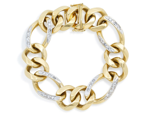 Curb Link Bracelet, with Diamonds, in 18K Gold