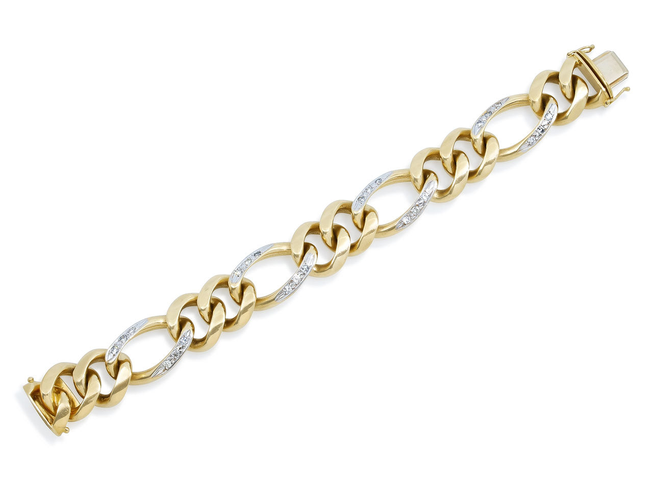 Curb Link Bracelet, with Diamonds, in 18K Gold