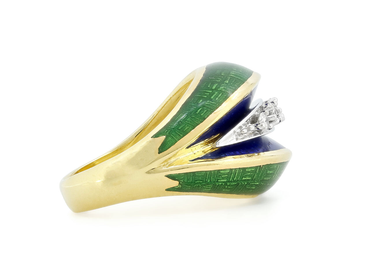 Diamond and Enamel Ring in 18K Gold