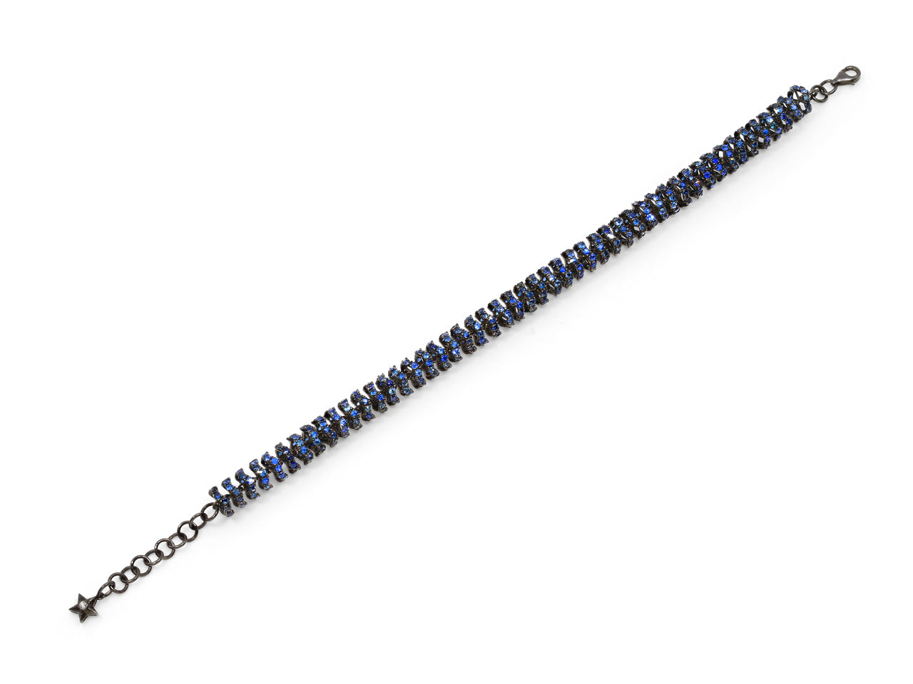 Ofira 'Halo' Sapphire Bracelet in 18K Blackened Gold