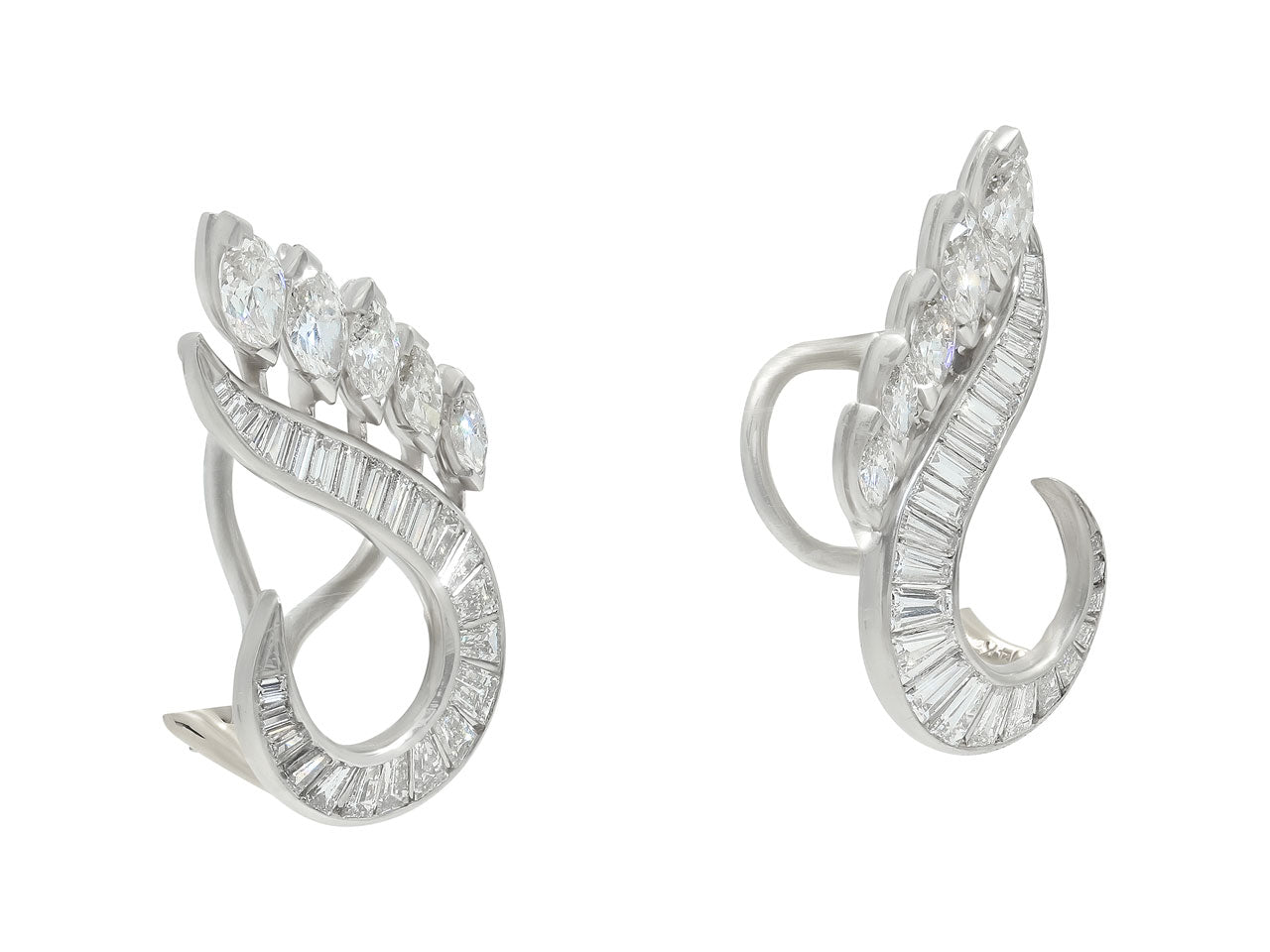 Mid-Century Diamond and Platinum Earrings in Platinum