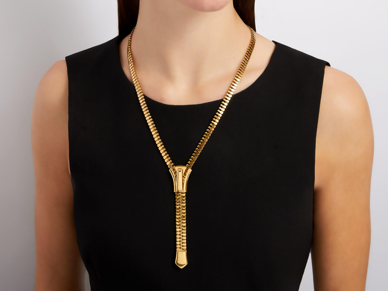 C'est Laudier Zipper Necklace in 18K Gold