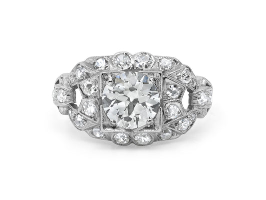 Art Deco Diamond Ring, 1.05 carat, in Platinum