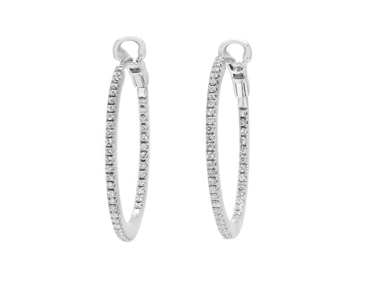 Diamond Hoop Earrings in 18K White Gold