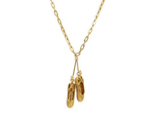 Ballet Slipper Pendant Necklace in 18K Gold